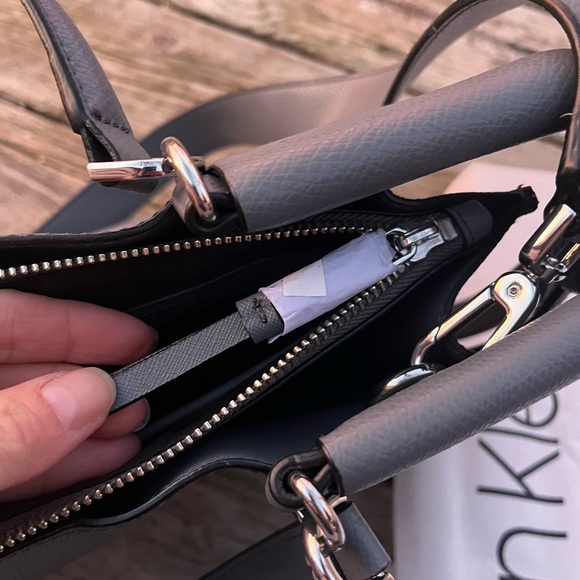 Calvin Klein NWT! Gray Satchel Handbag Purse with Dust-bag - Picture 7 of 16